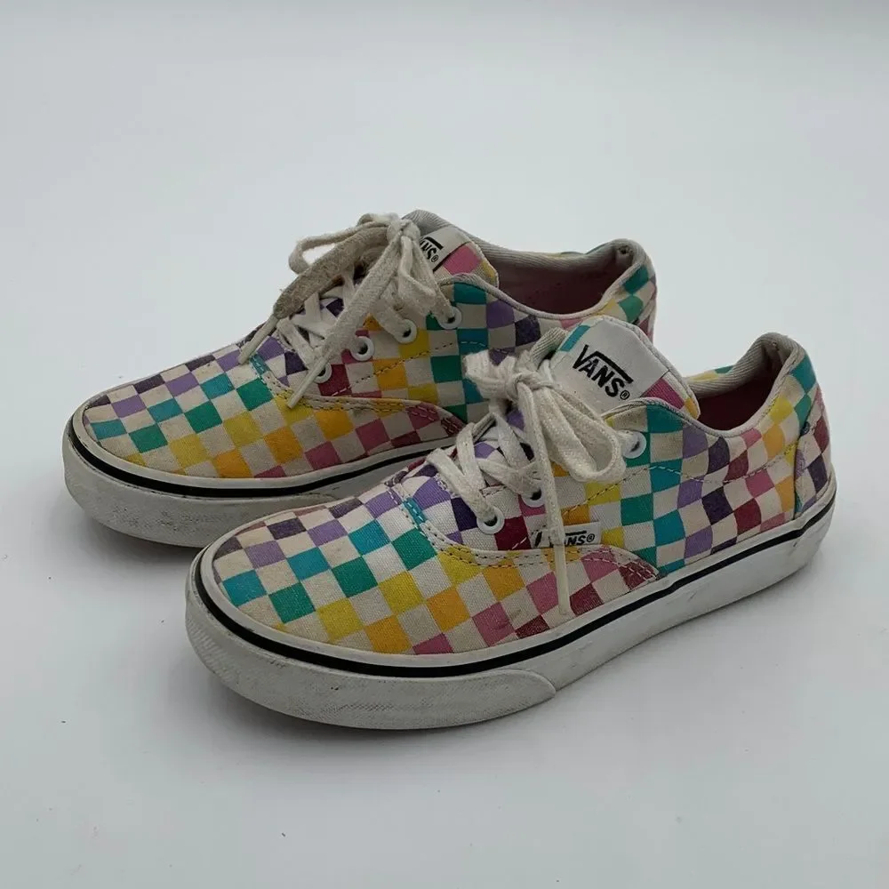 Vans Kids Multicolor Checkered Sneakers little girl size 2